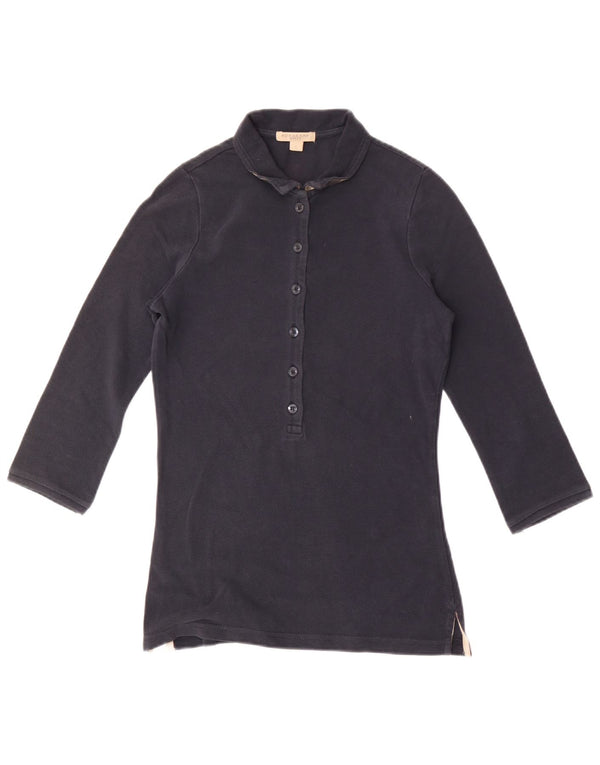 Damska koszulka polo Burberry z rękawem 3/4, UK 10, mała, granatowa, bawełniana