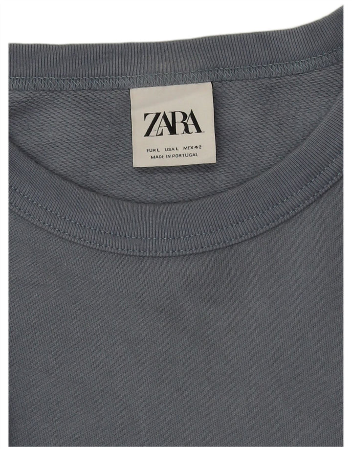 Męski sweter Zara, duży, niebieski, bawełniany