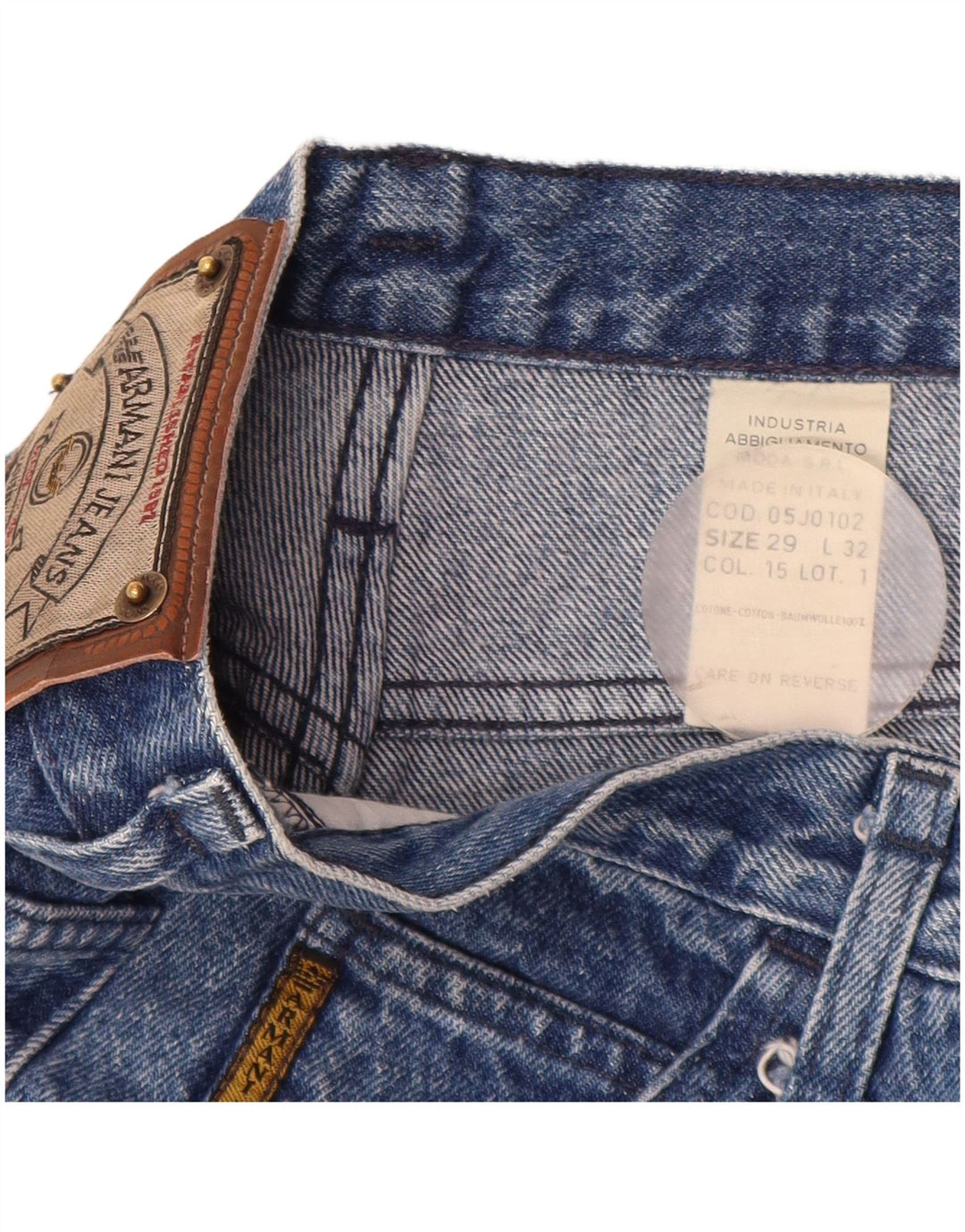 Damskie spodenki jeansowe ARMANI z wysokim stanem W29 Średni niebieski, bawełniany