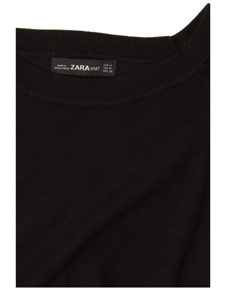 Damski sweter oversize z dekoltem w łódkę Zara UK 14, średni czarny