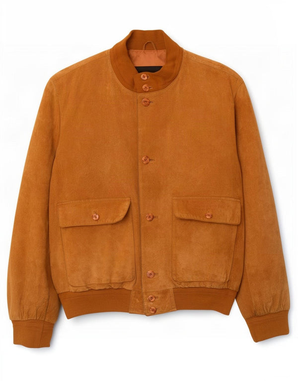 Vintage męska zamszowa kurtka bomber IT 54 2XL brązowa skóra