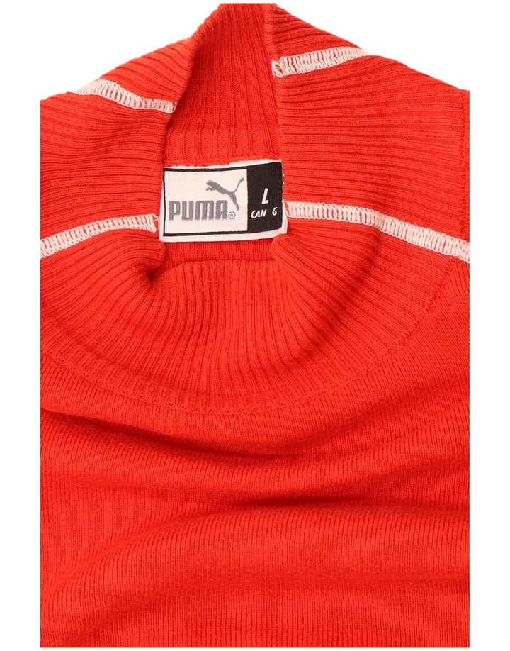 Męski sweter Puma z golfem, duży, czerwony, z blokami kolorów