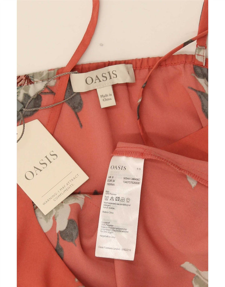 Damski wielowarstwowy top na ramiączkach Oasis UK 8, mały, czerwony, w kwiaty, poliester