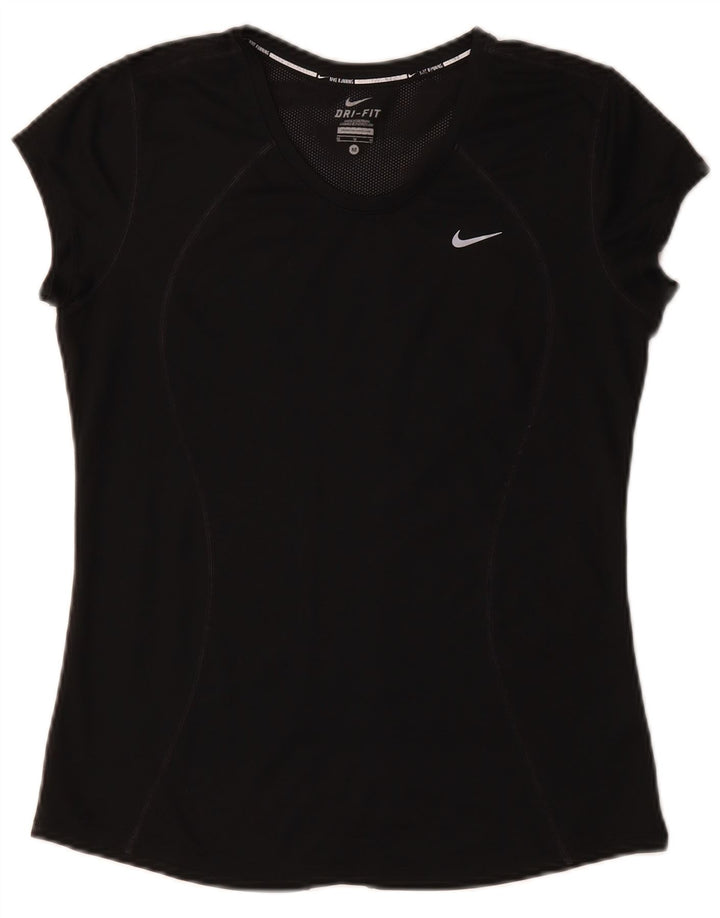 NIKE Womens Dri Fit T-Shirt Top UK 12 Medium Black