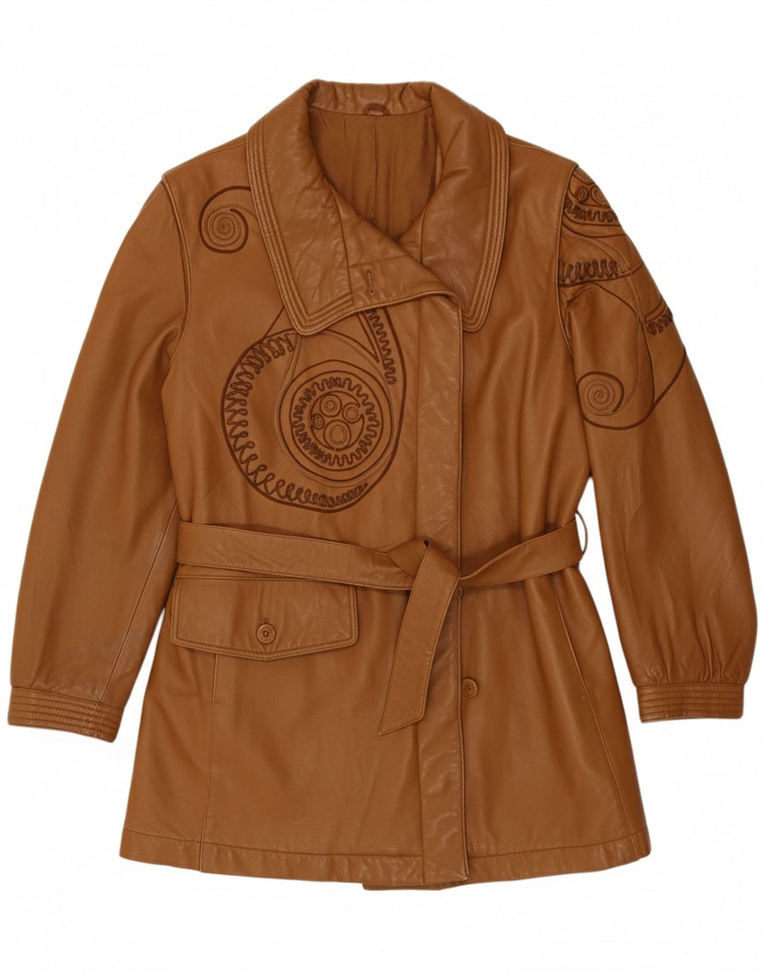 LA MATTA Womens Leather Coat UK 14 Medium Brown