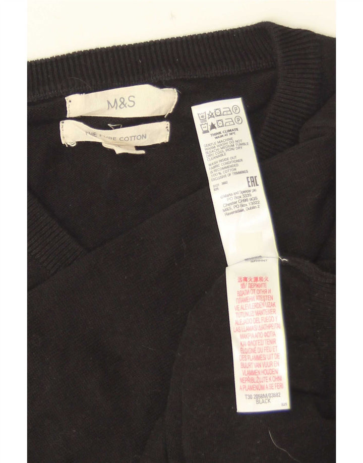 Marks & Spencer Męski sweter z dekoltem w kształcie litery V, średniej wielkości, czarny, bawełniany