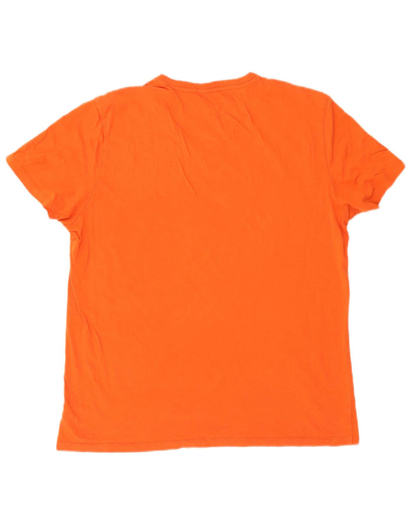 Calvin Klein Womens Body Fit Graphic T-Shirt Top UK 16 Large Orange Cotton