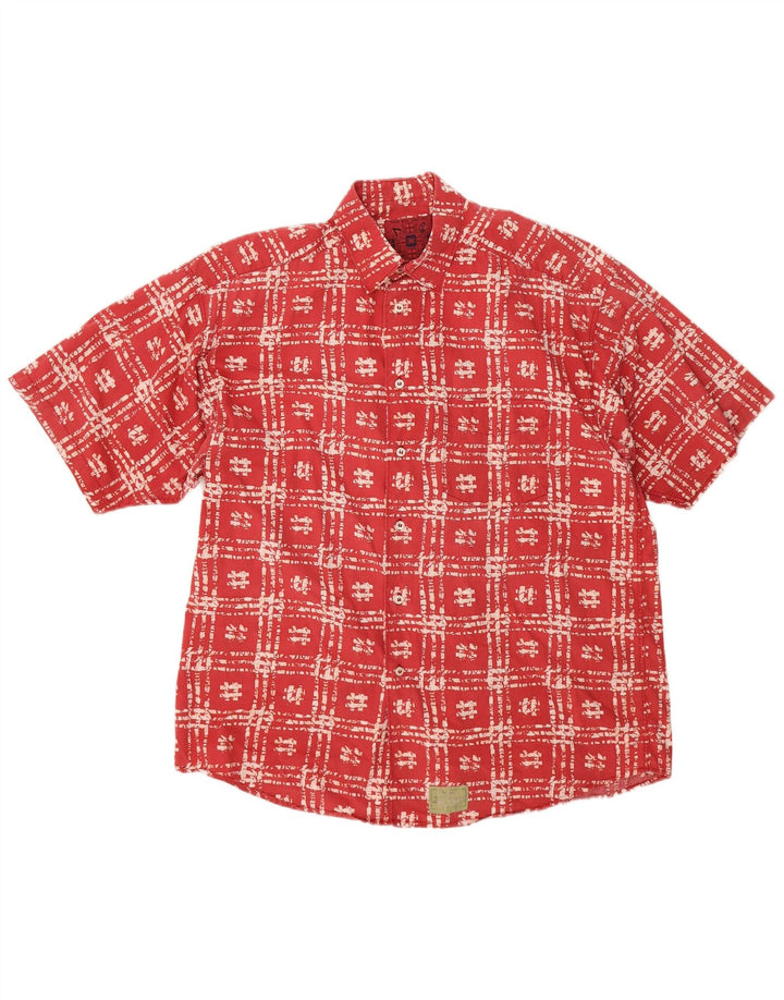 3K Mens Short Sleeve Shirt XL Red Check