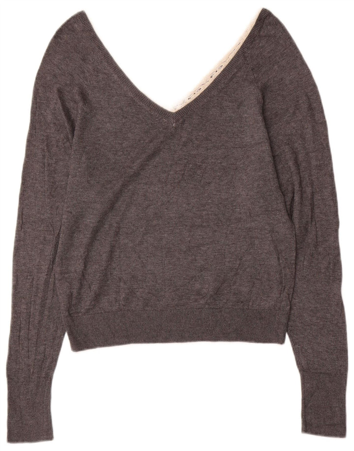 Sweter damski Zara z dekoltem w kształcie litery V, UK 10, mały, szary