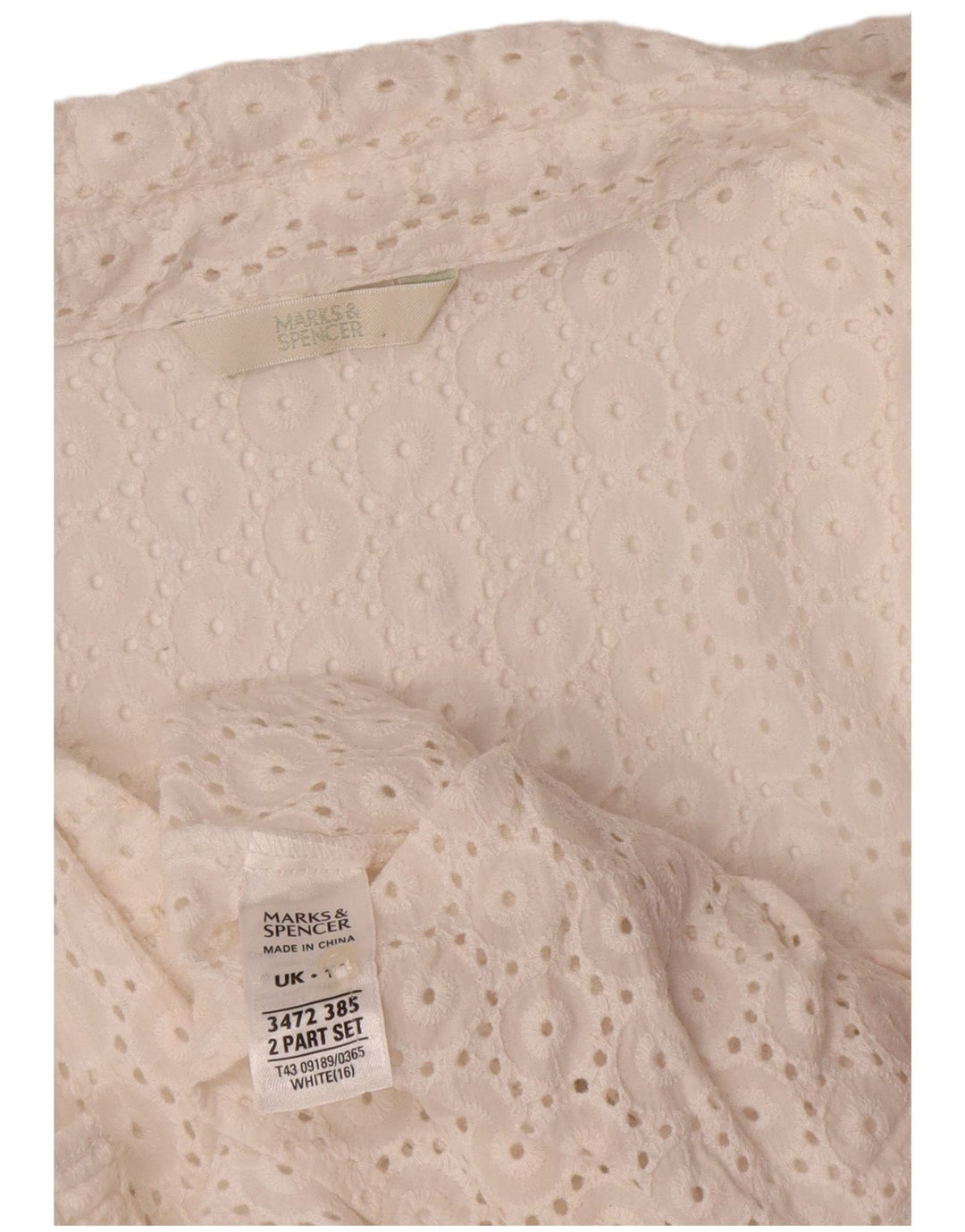 Marks & Spencer Damska prześwitująca bluzka koszulowa UK 16, duża, biała
