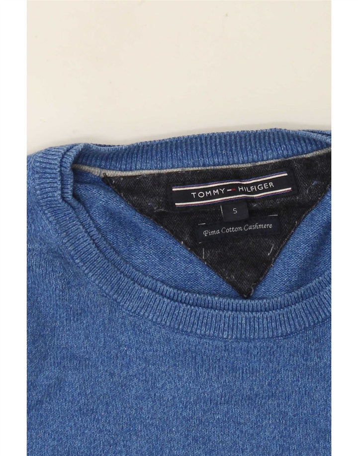 Męski sweter z okrągłym dekoltem Tommy Hilfiger, mały, niebieski, bawełniany