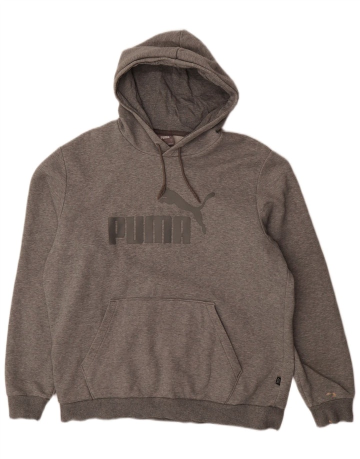 Męski sweter z kapturem Puma z grafiką, duży, szary, bawełniany