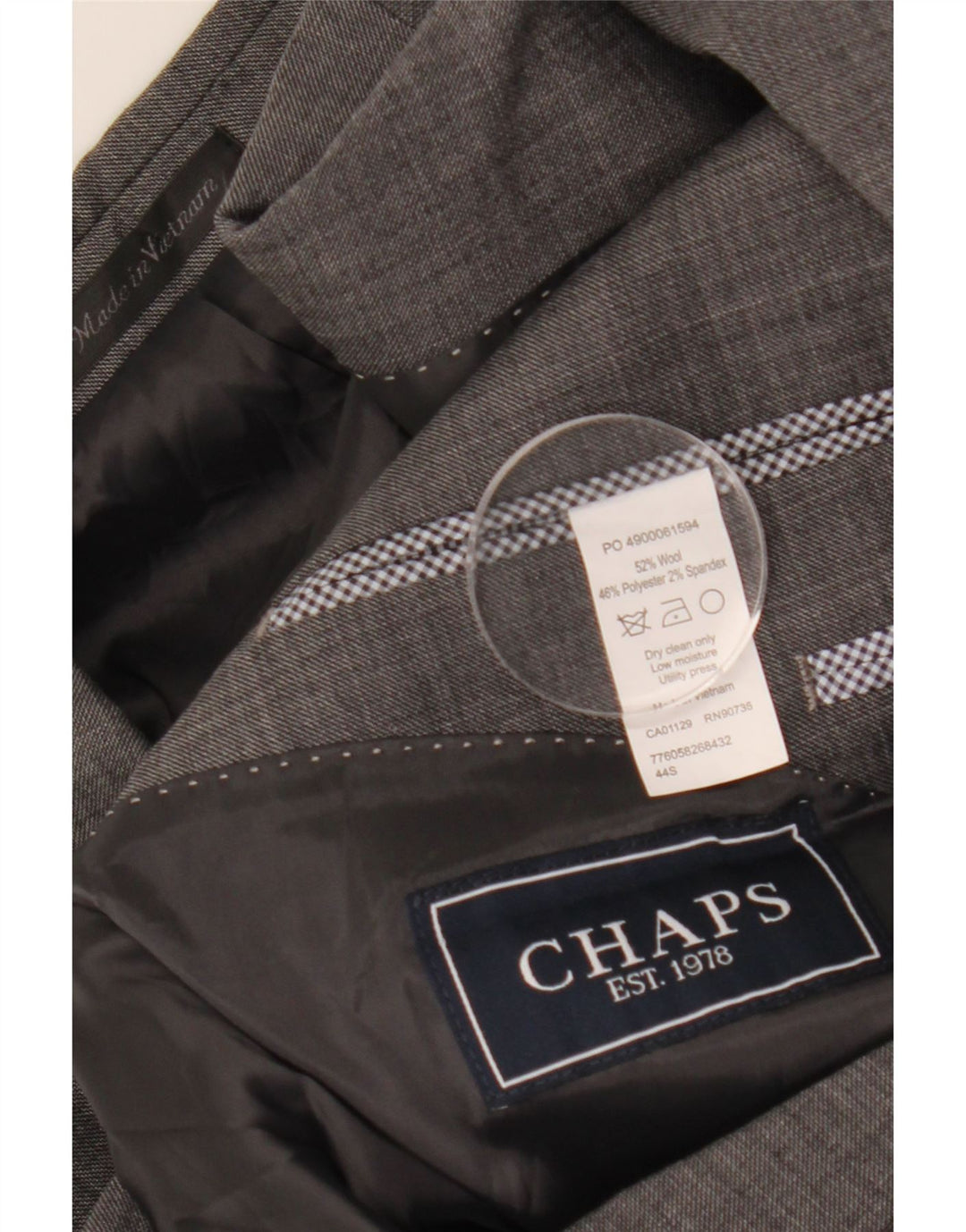 Męska marynarka zapinana na 2 guziki CHAPS UK 44 2XL Szara wełna