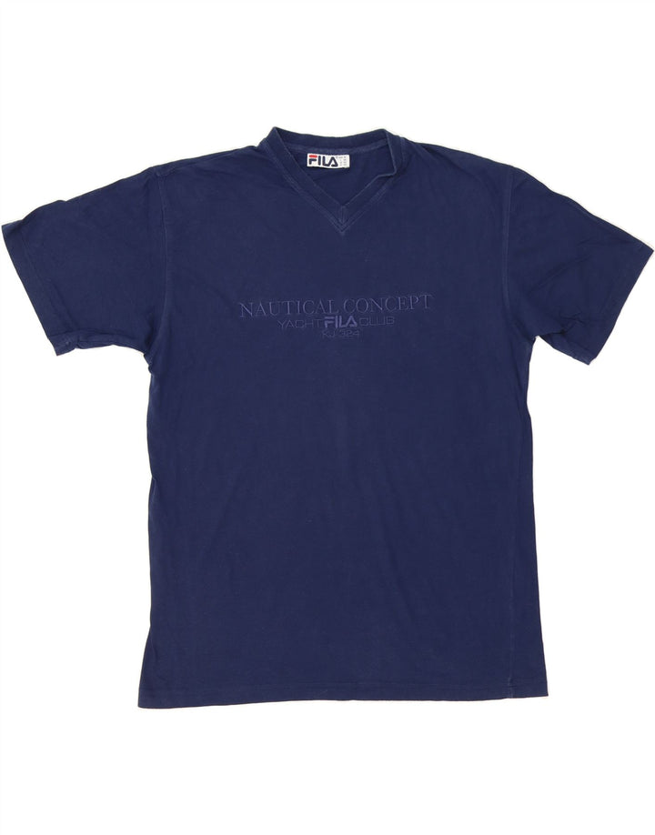 FILA Mens Graphic T-Shirt Top Medium Navy Blue Cotton Vintage Fila and Second-Hand Fila from Messina Hembry 