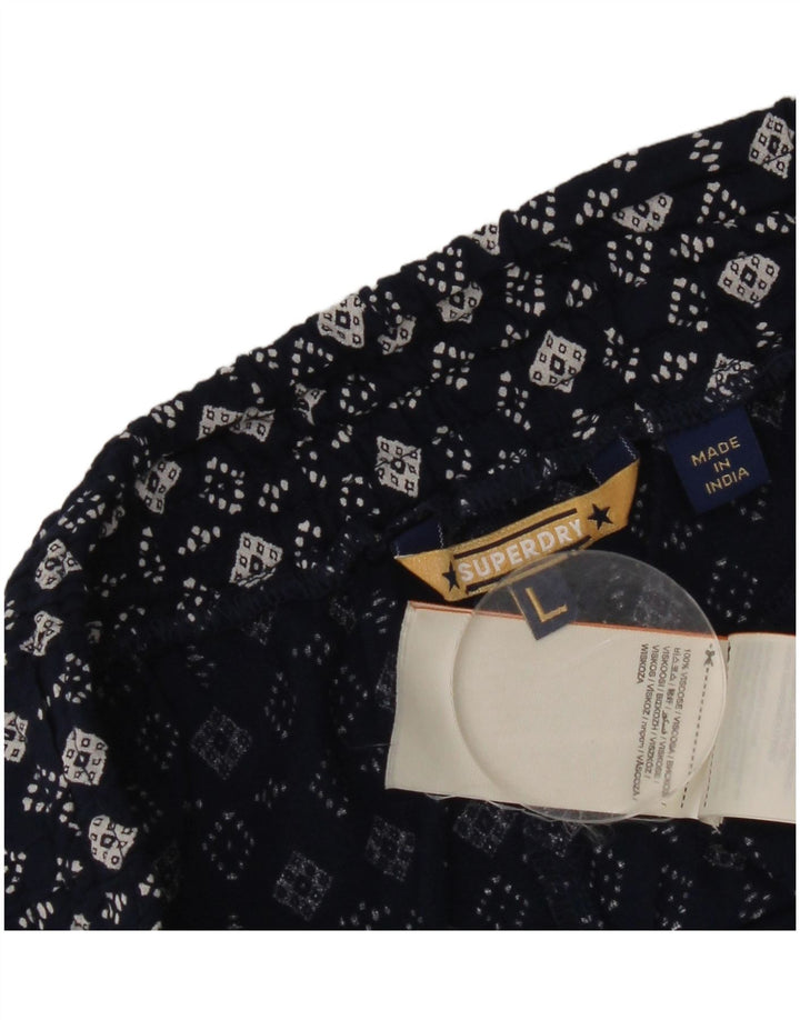 Damskie spodnie Superdry Large W32 Granatowa, geometryczna wiskoza