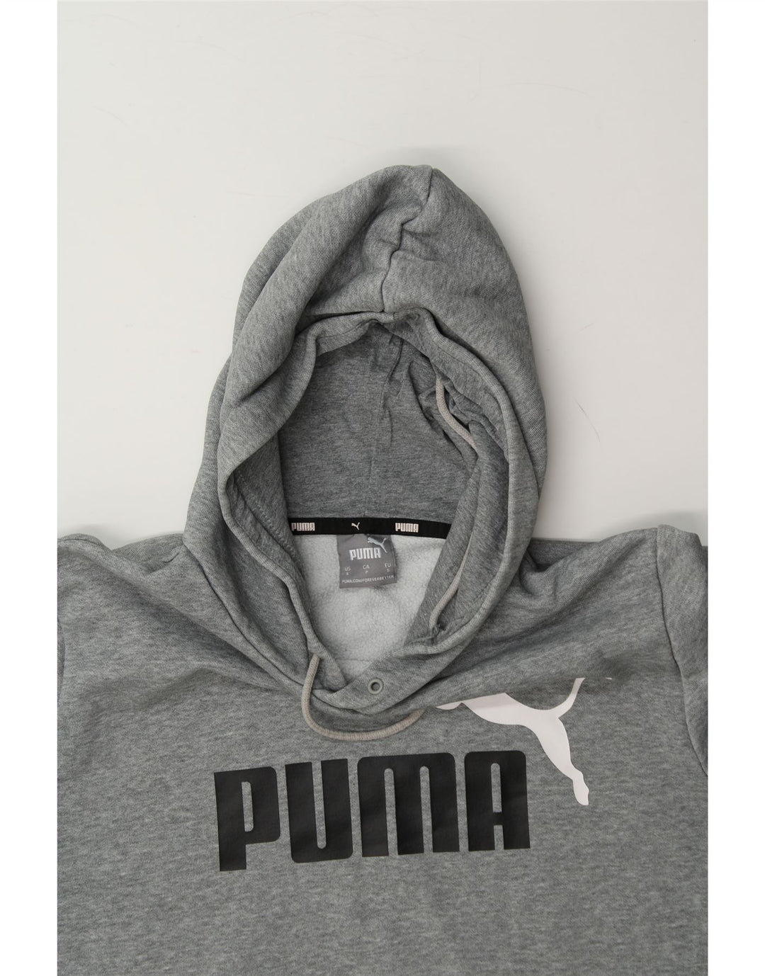 PUMA Mens Graphic Hoodie Jumper Small Grey Cotton Vintage Puma and Second-Hand Puma from Messina Hembry 