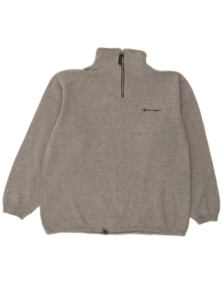CHAMPION Męska bluza z suwakiem przy szyi Duża Szara Bawełna