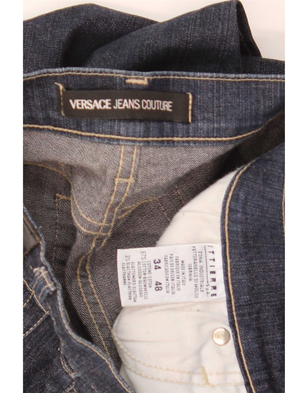 Versace Męskie Ittierre Straight Jeans W34 L30 Granatowa Bawełna