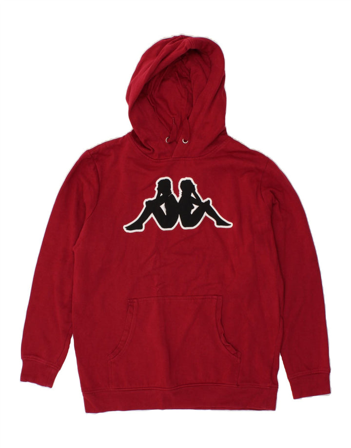 KAPPA Womens Graphic Hoodie Jumper UK 14 Medium Red Vintage Kappa and Second-Hand Kappa from Messina Hembry 