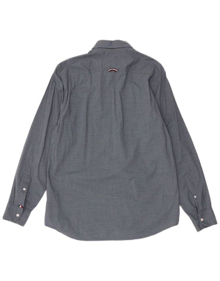 TOMMY HILFIGER Mens Regular Fit Shirt Large Navy Blue Houndstooth