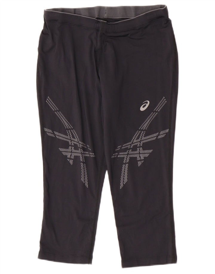 Damskie spodnie dresowe Asics Graphic Capri UK 12 Średni czarny poliamid