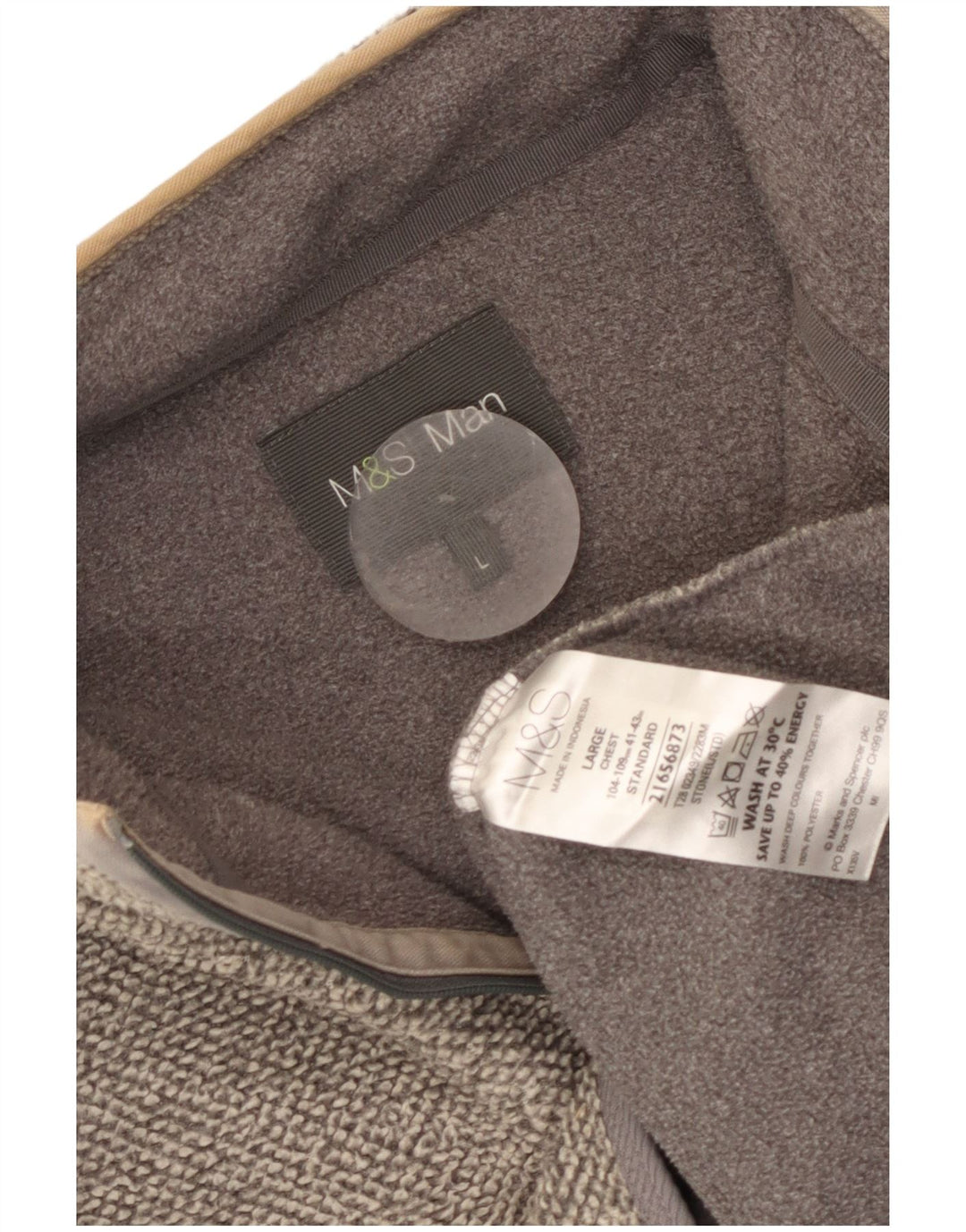 Marks & Spencer Męski sweter z zamkiem błyskawicznym, duży, szary poliester