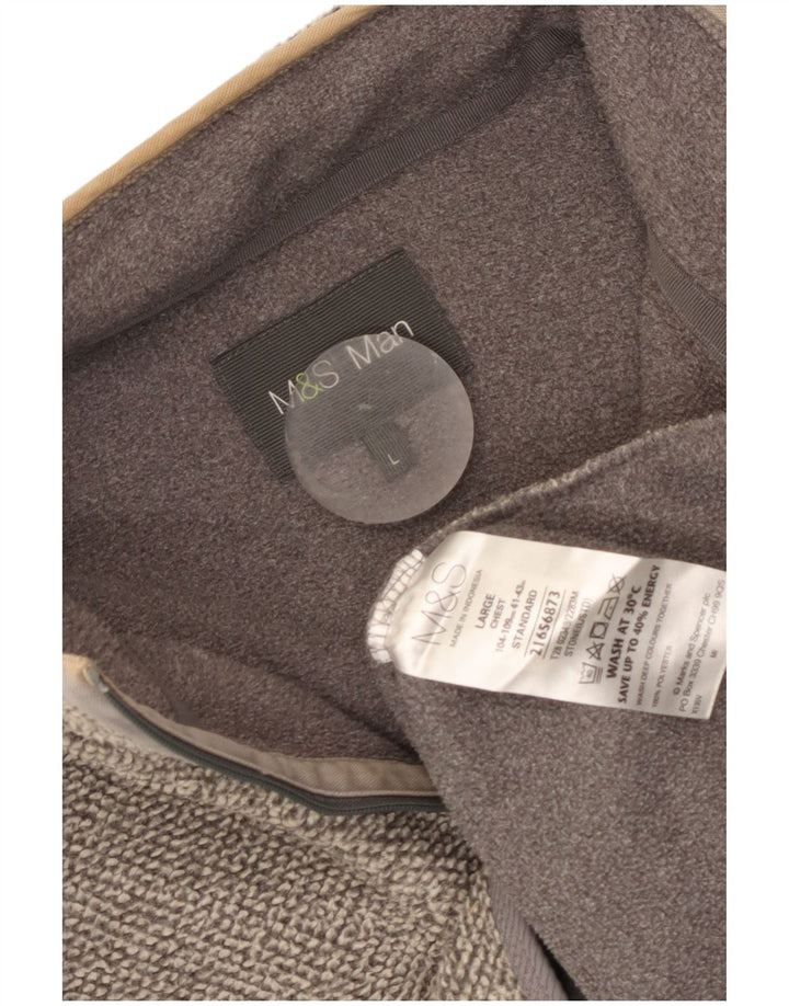 Marks & Spencer Męski sweter z zamkiem błyskawicznym, duży, szary poliester