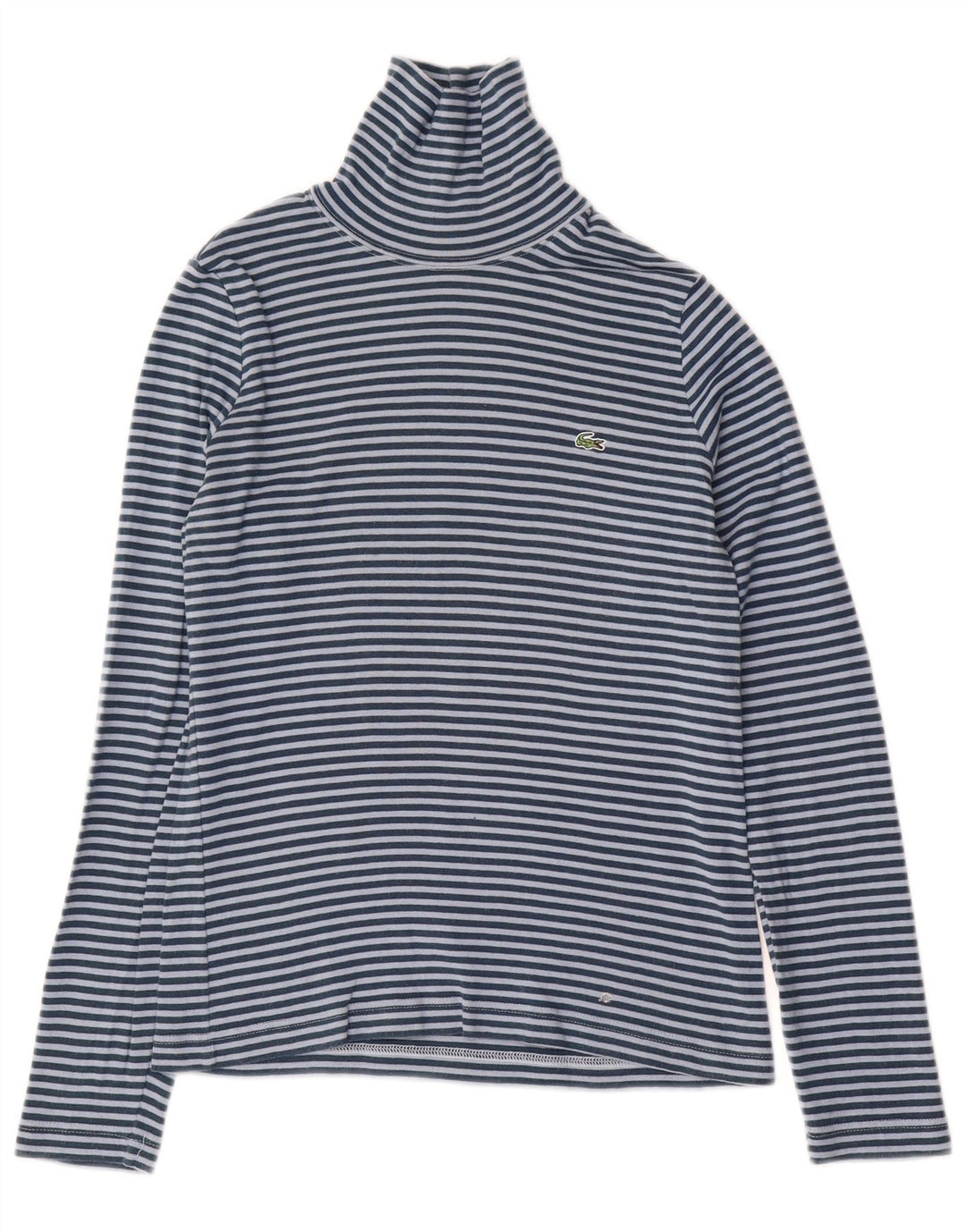 Damski top LACOSTE z długim rękawem, rozmiar 38, bawełniany w średnie niebieskie paski