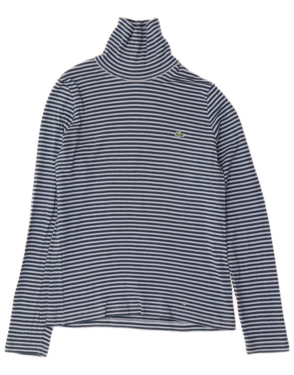 Damski top LACOSTE z długim rękawem, rozmiar 38, bawełniany w średnie niebieskie paski