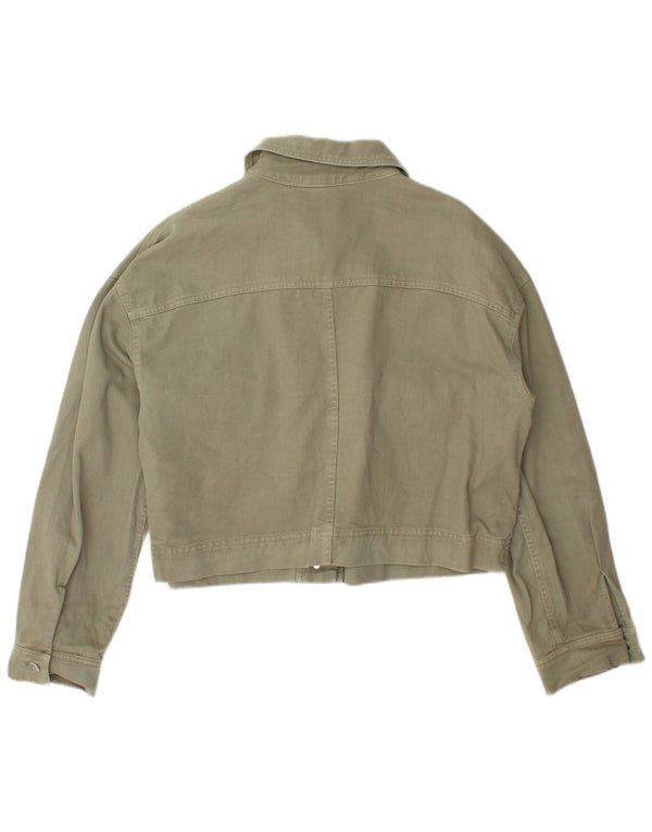 Damska kurtka dżinsowa Zara Crop UK 16, duża, bawełniana khaki