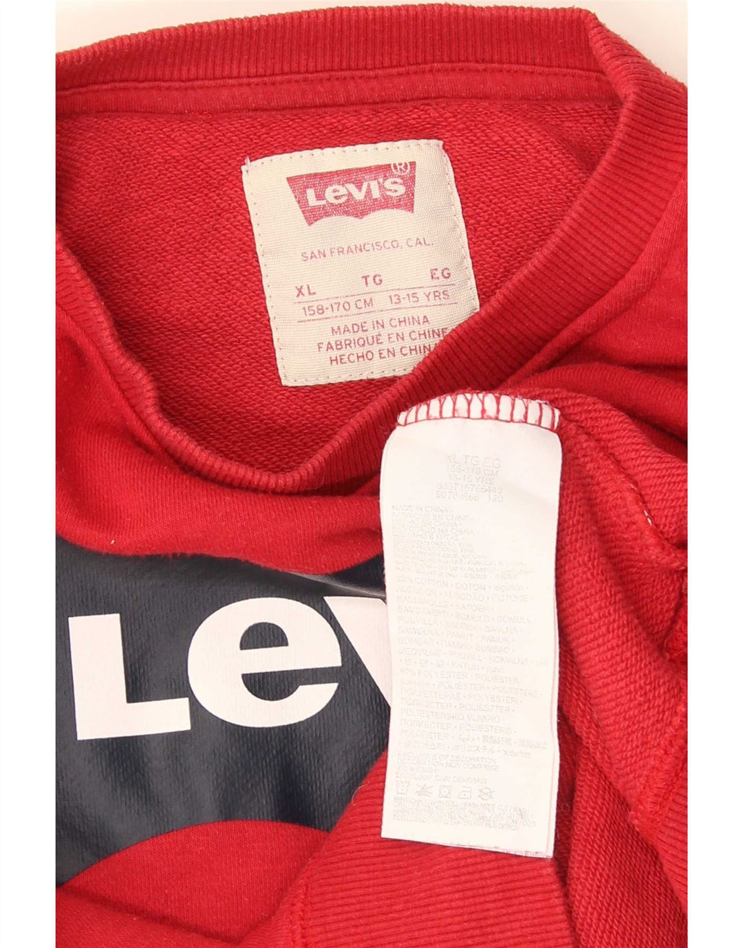 Bluza chłopięca Levi's z grafiką, 13-14 lat, XL, czerwona, bawełniana