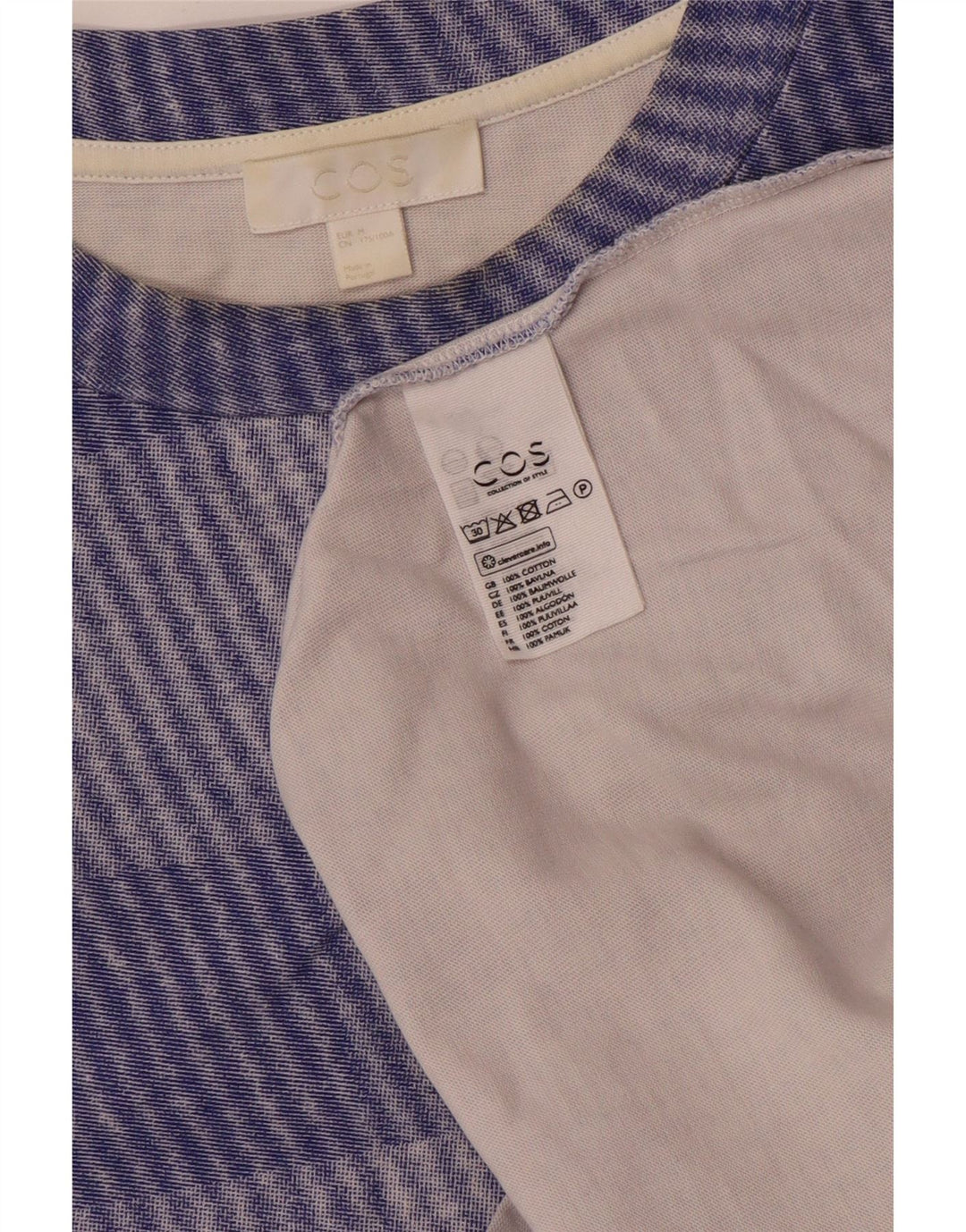 Cos Męski T-shirt Top Średni Niebieski W Kratkę Bawełniany