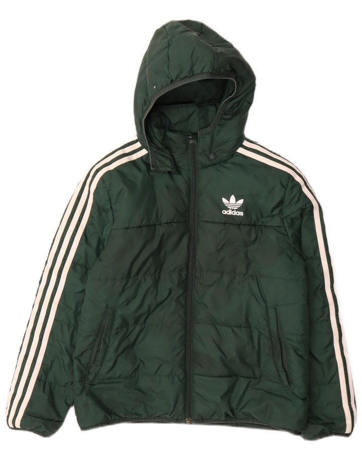 Adidas Chłopięca Wyściełana Kurtka Z Kapturem 10-11 Lat Zielony Poliester