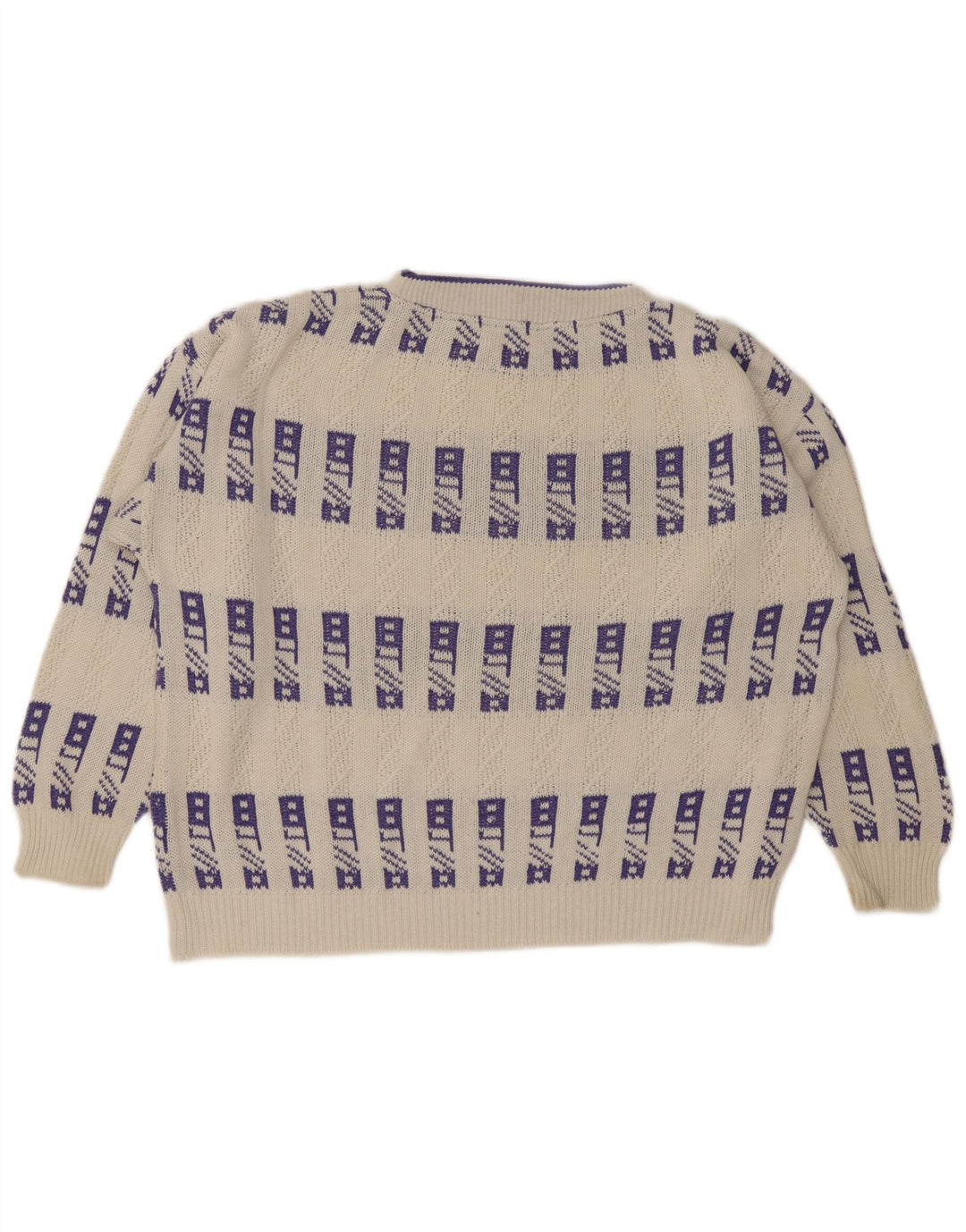 Męski sweter Eisbar z okrągłym dekoltem XL, biały, geometryczny