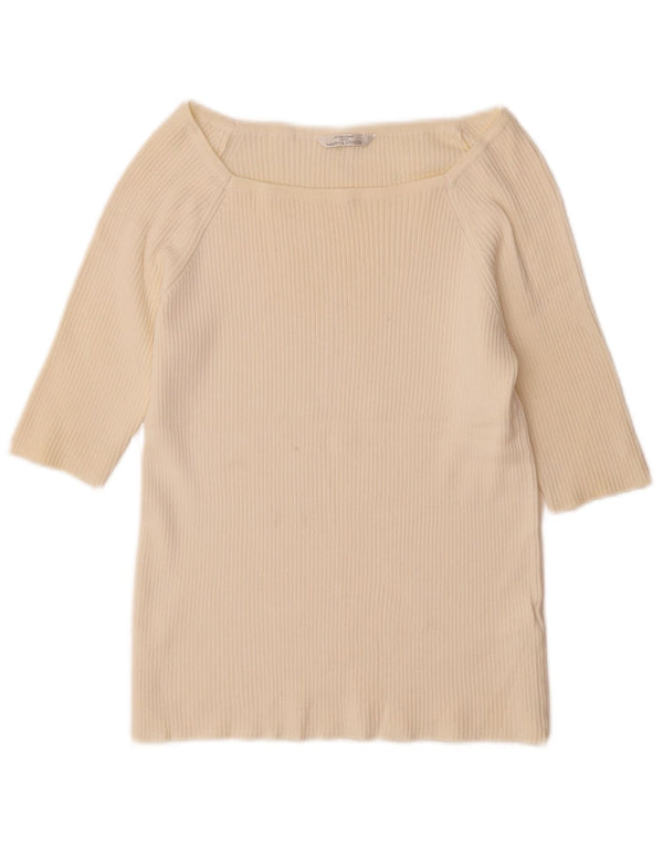 Marks & Spencer Damski sweter z rękawem 3/4, UK 14, duży, biały
