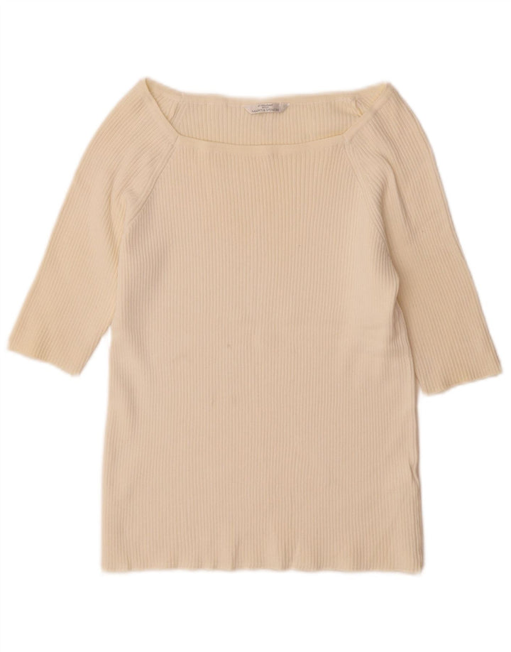 Marks & Spencer Damski sweter z rękawem 3/4, UK 14, duży, biały