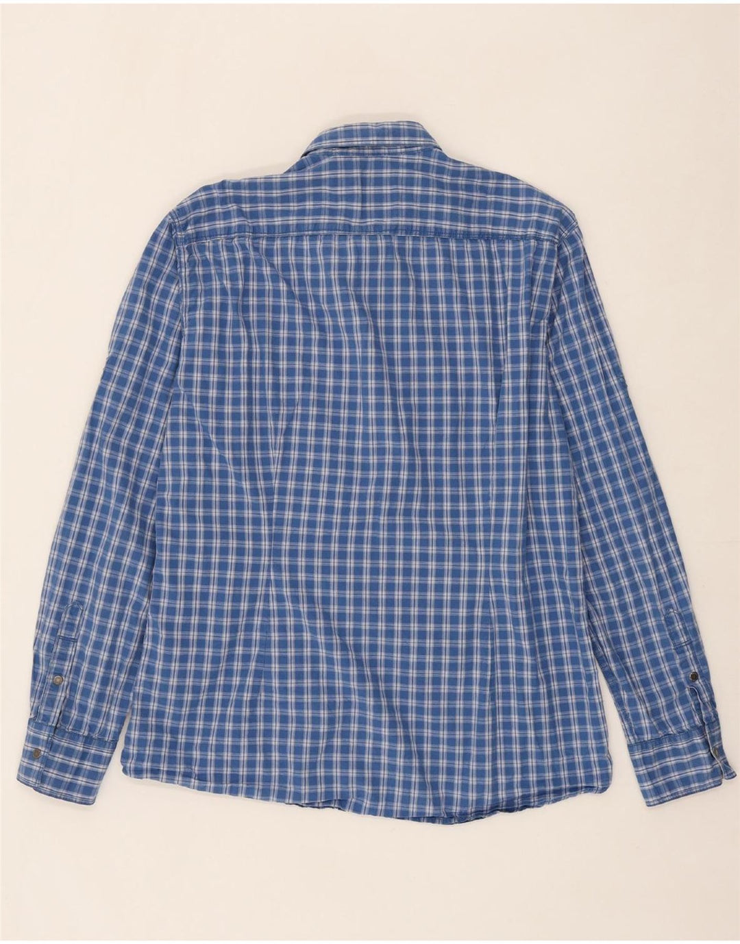 TOM TAILOR Mens Shirt 2XL Blue Check Cotton Vintage Tom Tailor and Second-Hand Tom Tailor from Messina Hembry 