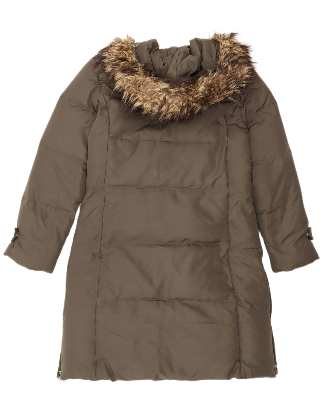 Damski ocieplany płaszcz z kapturem Michael Kors UK 14, średni khaki, poliester, zimowy