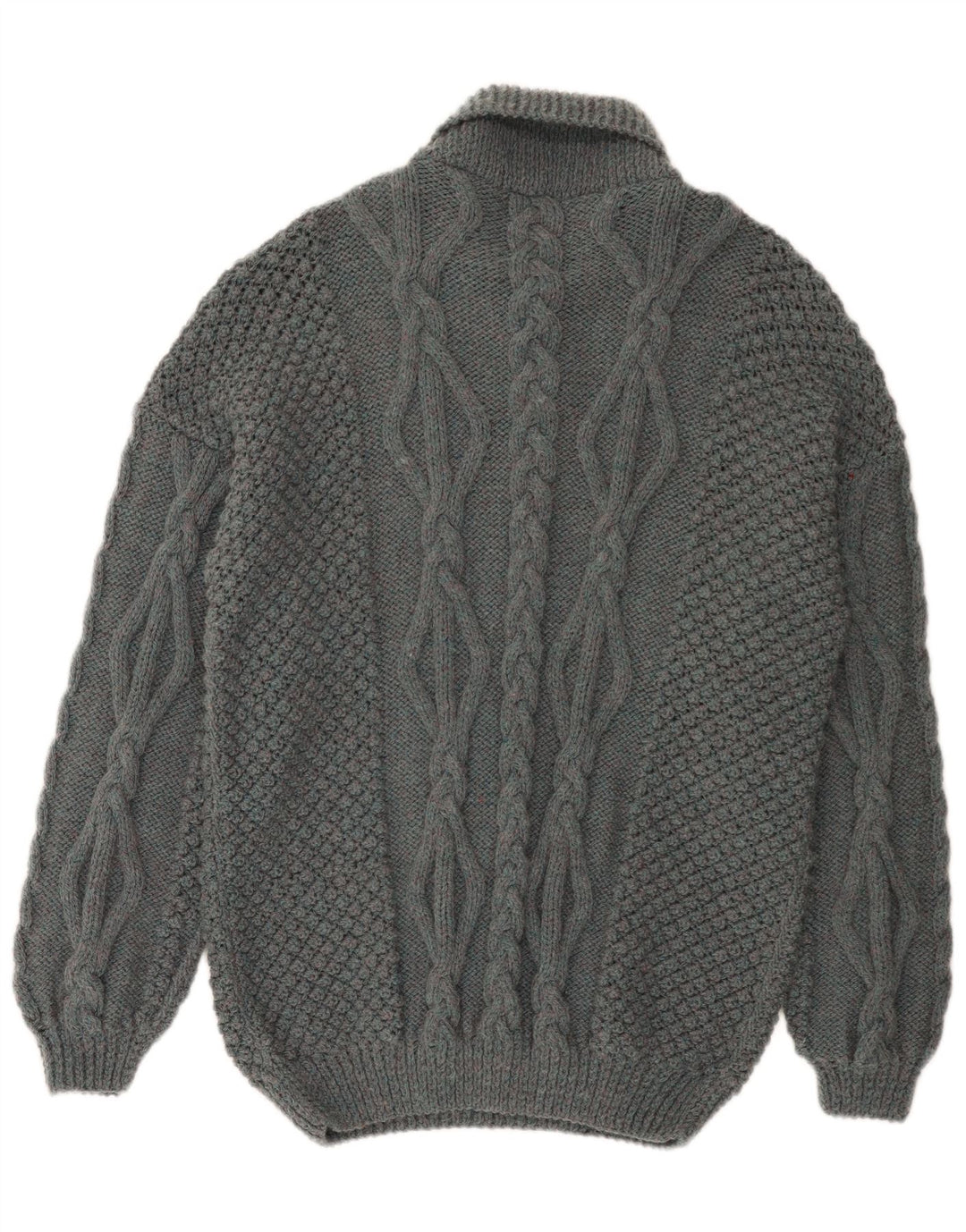 Vintage męski sweter polo, duży, szary
