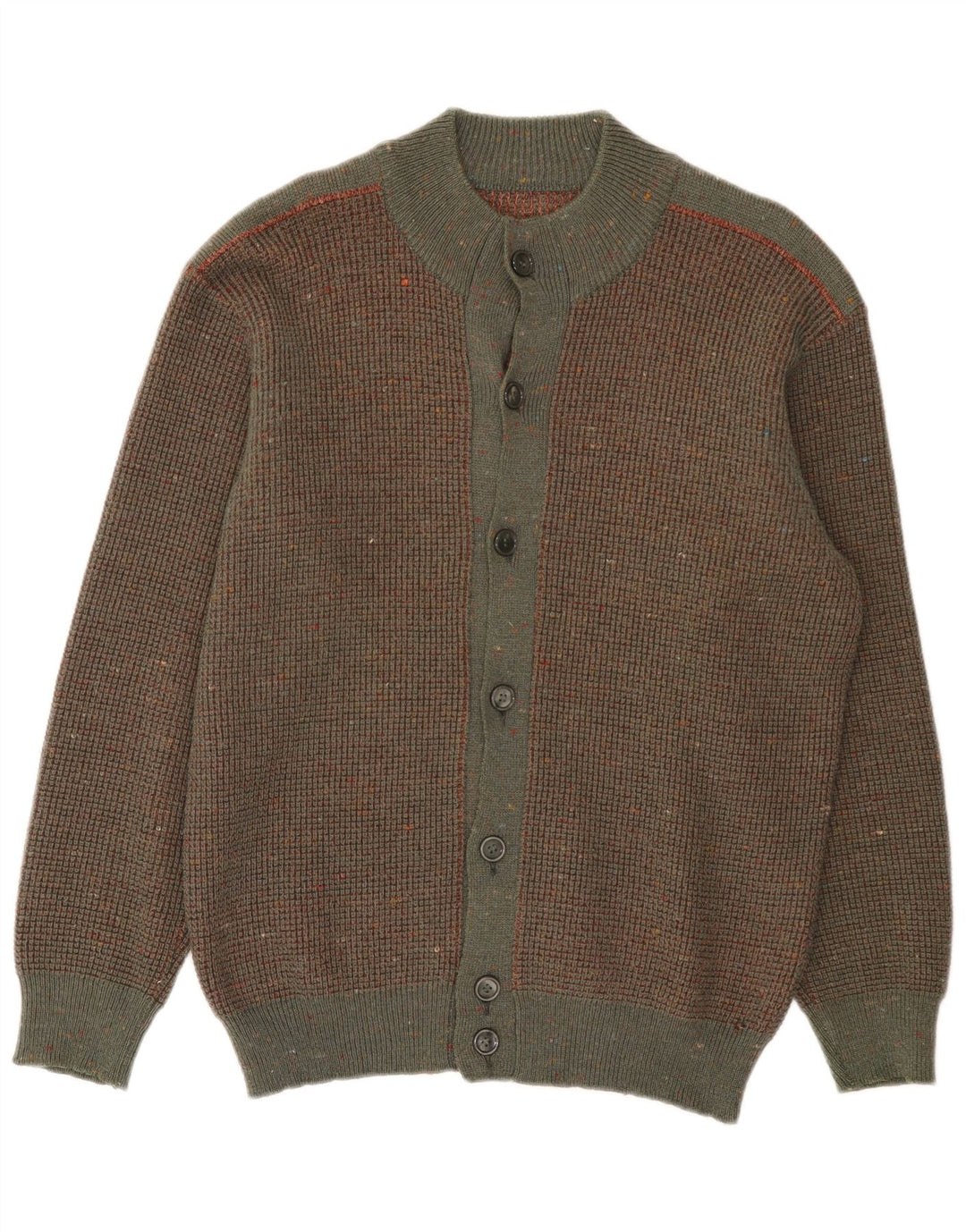Sweter męski w stylu vintage, średni brązowy, wełniany nakrapiany