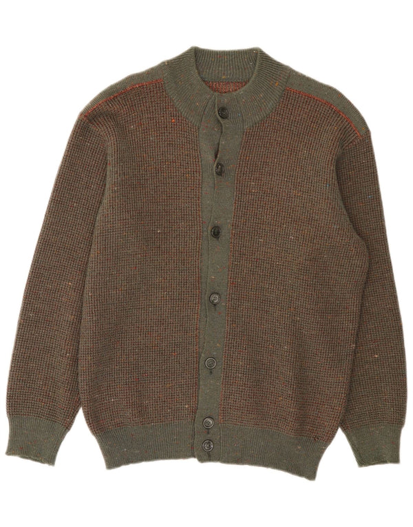 Sweter męski w stylu vintage, średni brązowy, wełniany nakrapiany