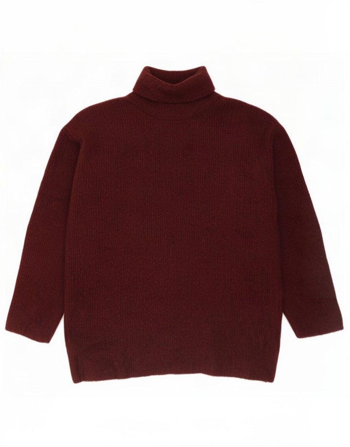 Damski sweter oversize Zara z wywijanym dekoltem UK 14 Średni bordowy wiskoza