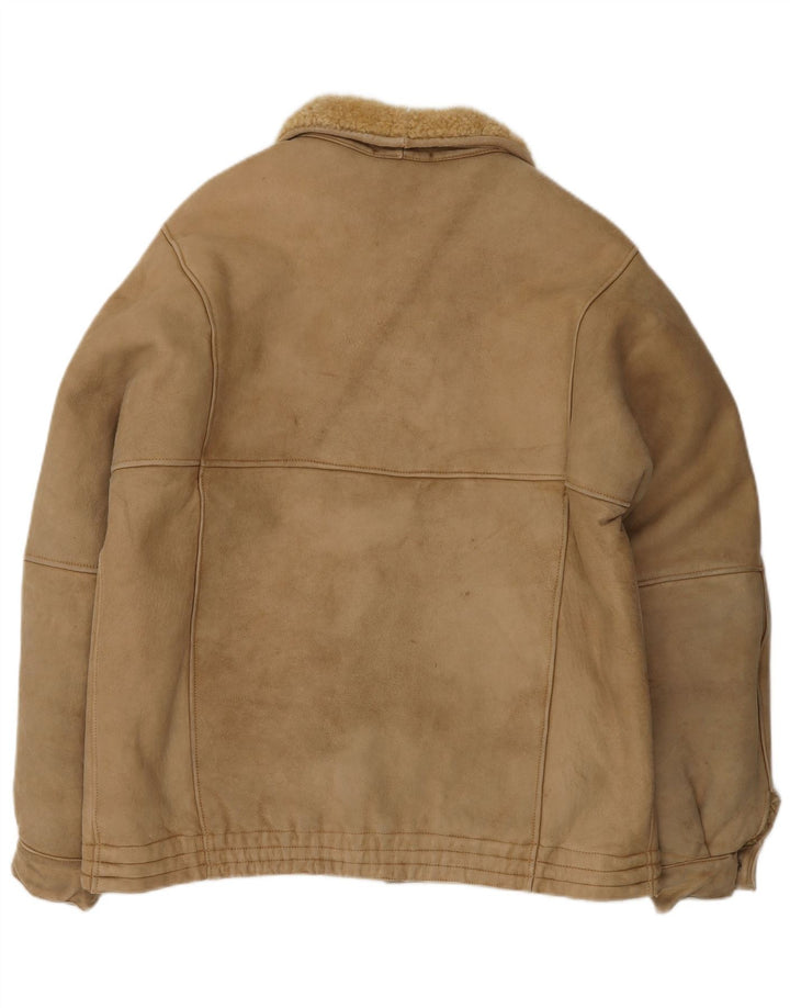Vintage męska kurtka shearling UK 38 średni brąz