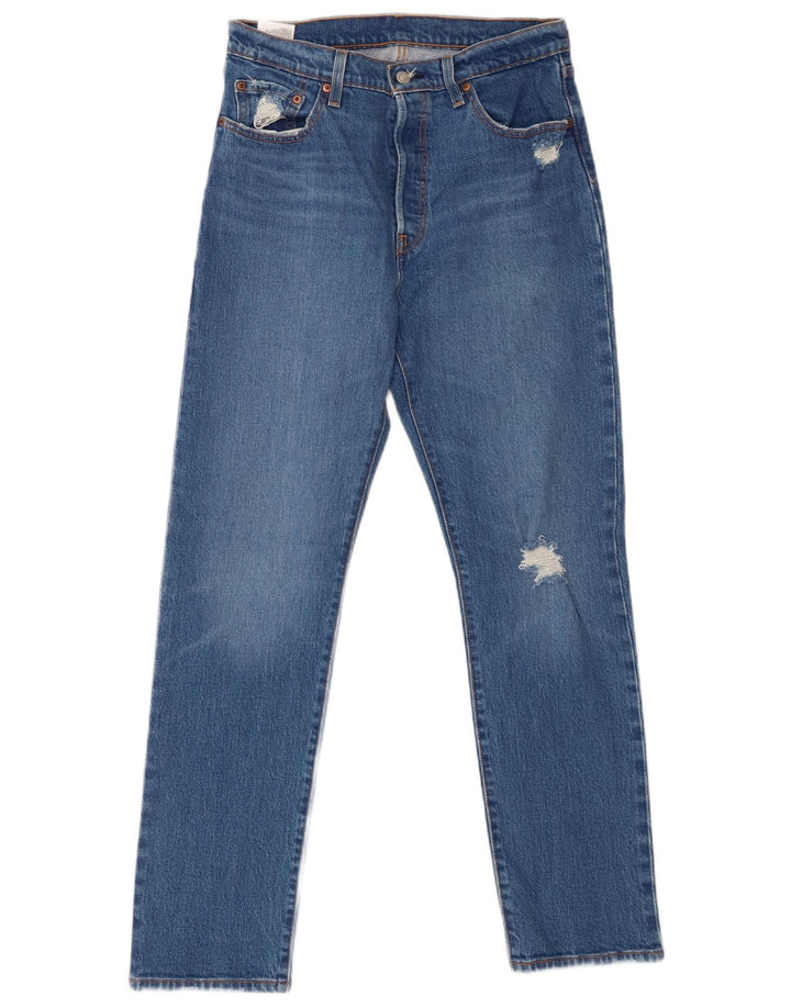 LEVI'S Womens 501 Distressed Straight Jeans  W29 L30 Blue Cotton