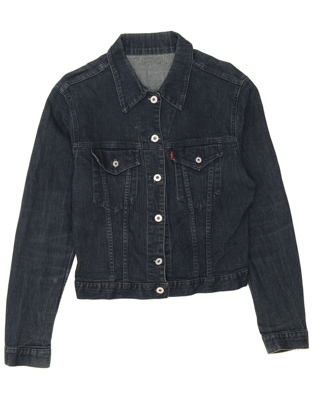 MET Womens Denim Jacket UK 16 Large Navy Blue Cotton Vintage MET and Second-Hand MET from Messina Hembry 