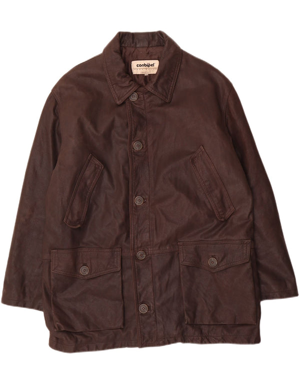 CONBIPEL Męska kurtka skórzana UK 42 XL Brązowa skóra