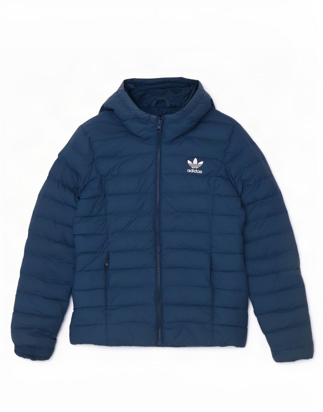 Damska kurtka z kapturem i wyściełaną Adidas UK 10, mała, granatowa, nylonowa