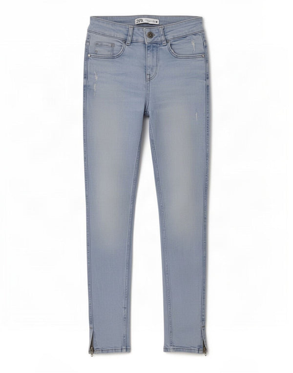 Damskie dżinsy rurki Zara w trudnej sytuacji EU 36 XS W26 L27 Niebieskie