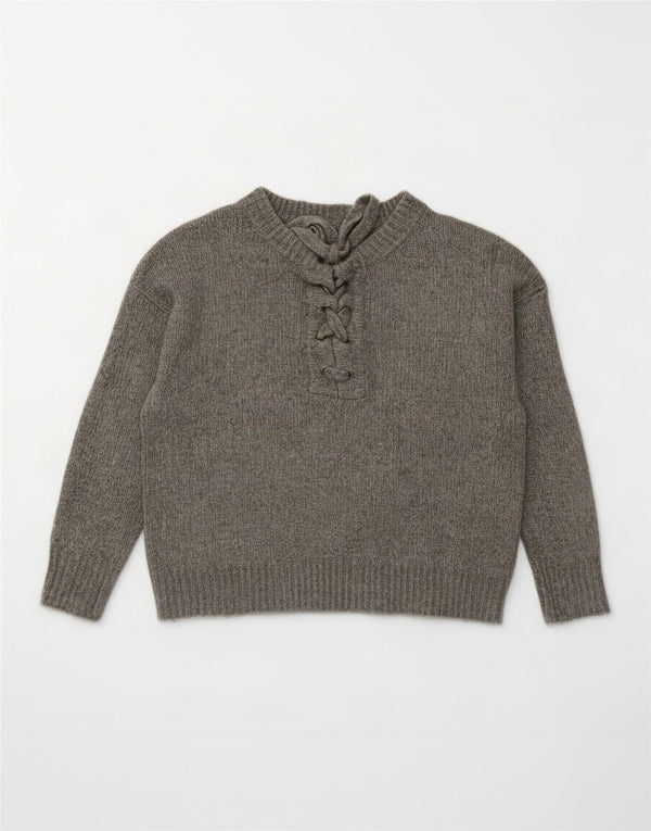 Damski sweter oversize Zara z okrągłym dekoltem UK 10, mały, szary, akrylowy