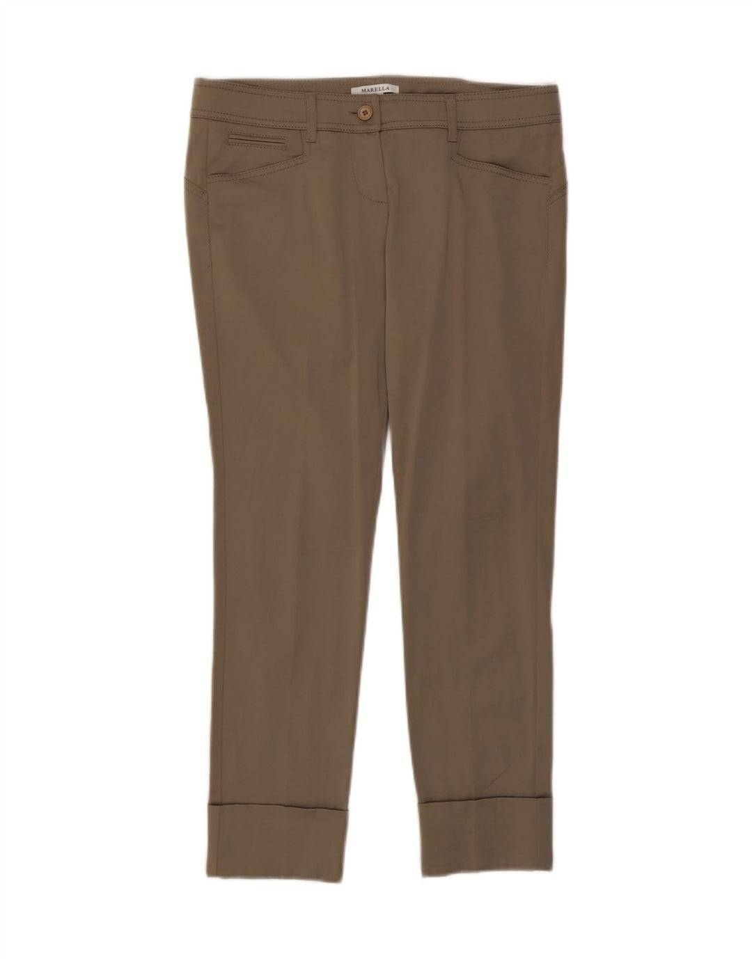 MARELLA Womens Slim Casual Trousers UK 12 Medium  W32 L27 Beige Polyester Vintage Marella and Second-Hand Marella from Messina Hembry 